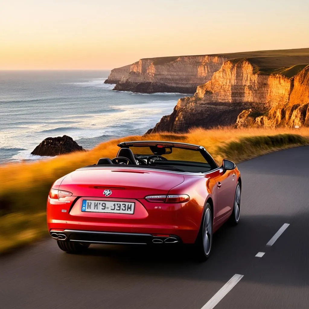 Car driving on a scenic road