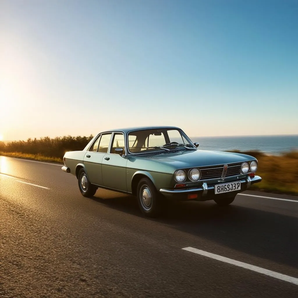 Road Trip Car on Scenic Highway