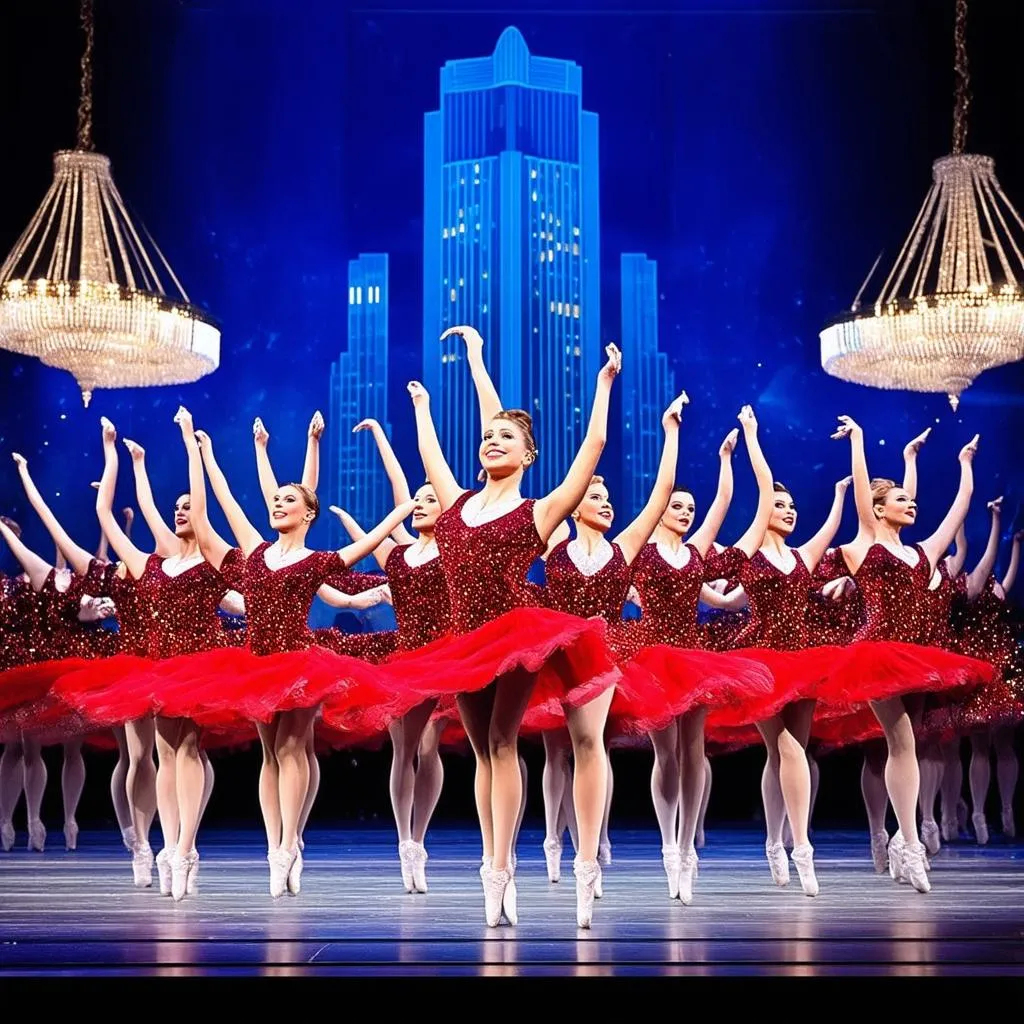 Rockettes performing at Radio City Music Hall during Christmas Spectacular