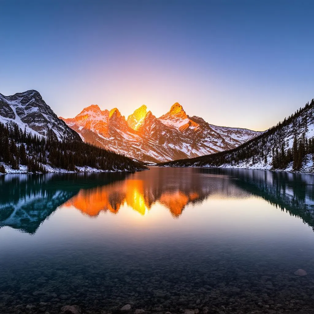 Sunrise over Mountain Peaks in Rocky Mountain National Park