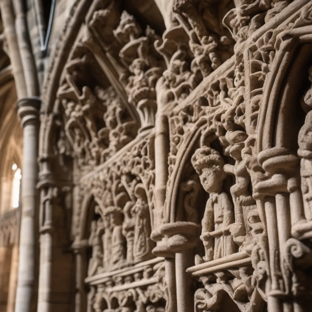 Intricate carvings inside Rosslyn Chapel