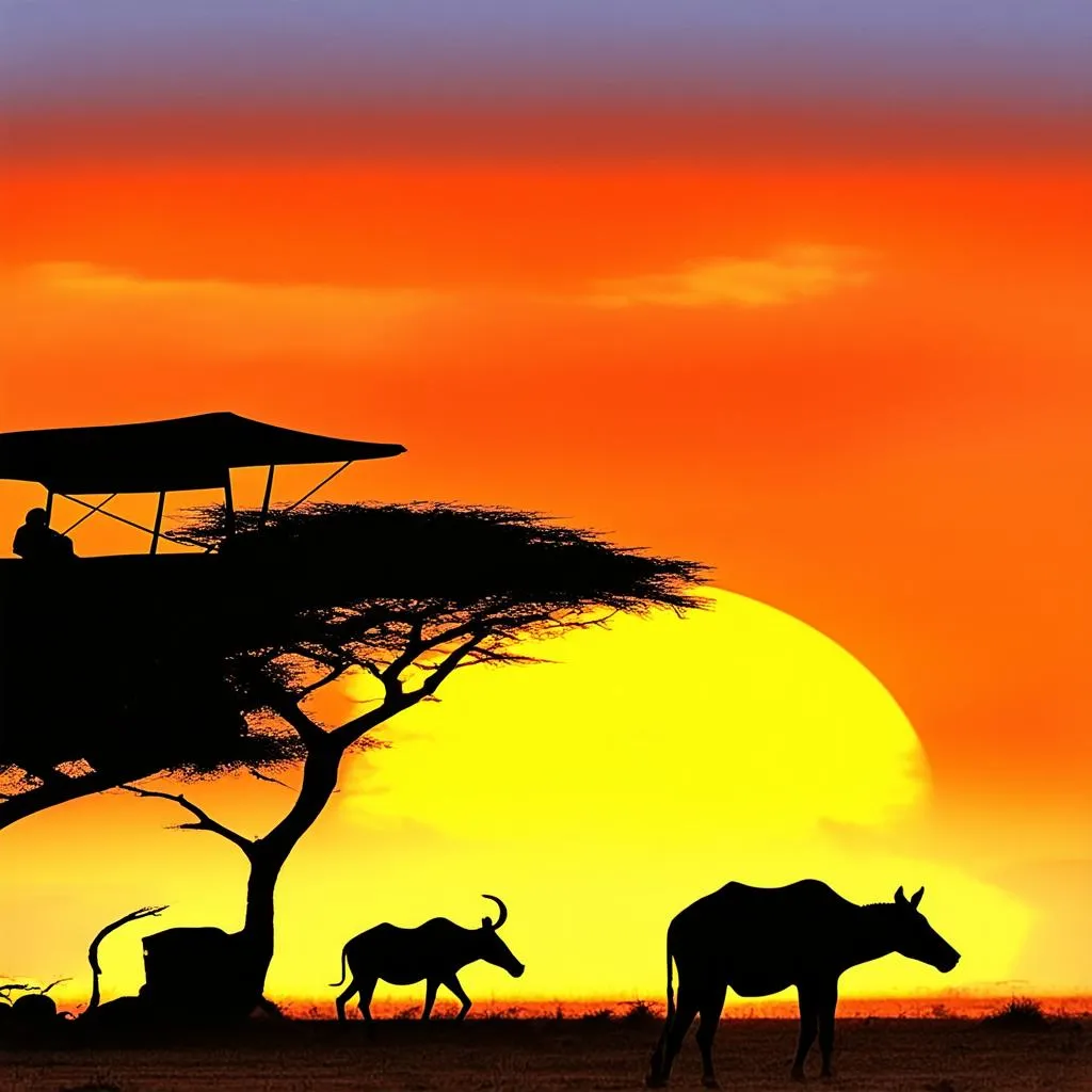 African Safari at Sunset