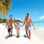 Family enjoying a safe Mexican beach vacation