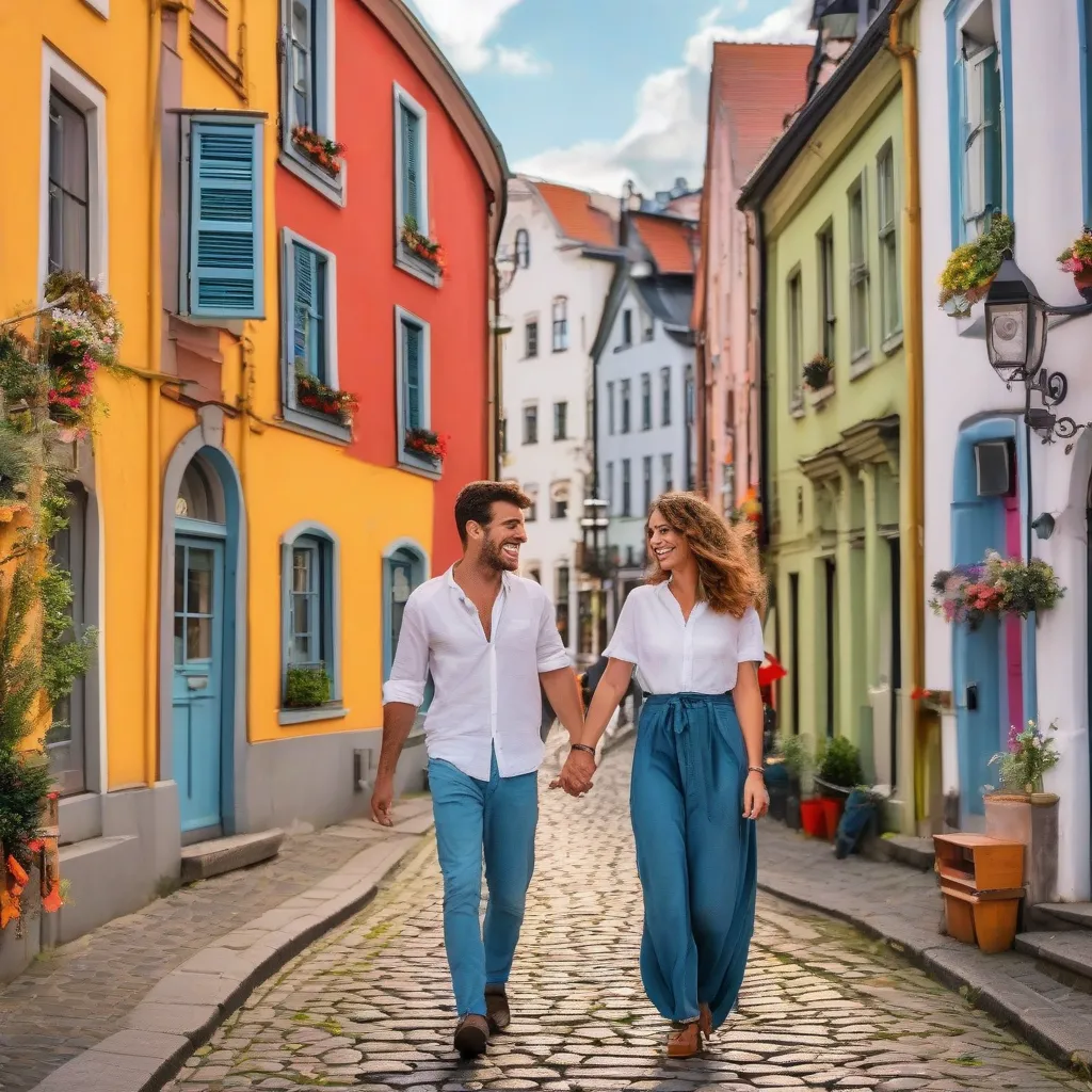 Couple exploring a safe and vibrant European city