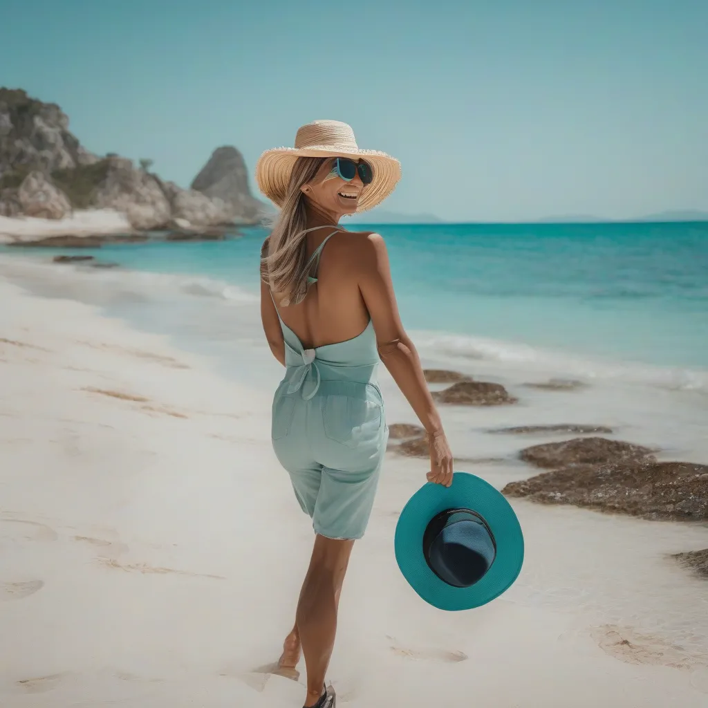 Woman Walking Safely on a Mexican Beach