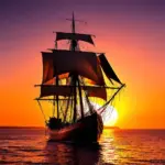 Sailing Ship at Sunset