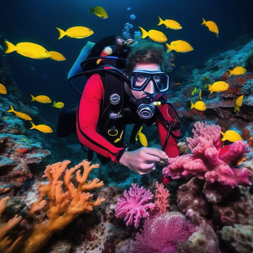 Scuba Diver Exploring Coral Reef