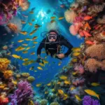 Scuba Diver Exploring Coral Reef