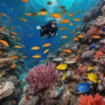 Scuba Diver Exploring a Coral Reef