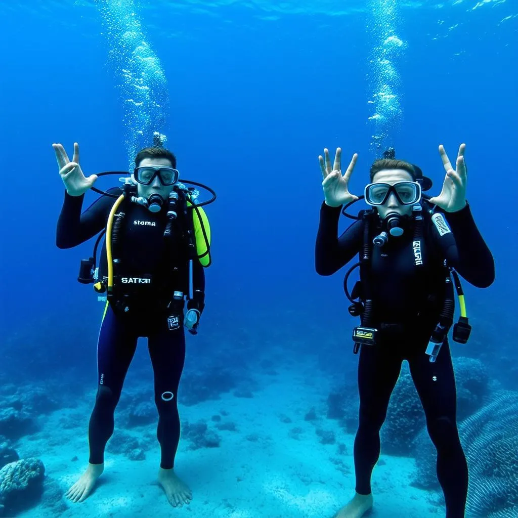 Scuba Divers Communicating