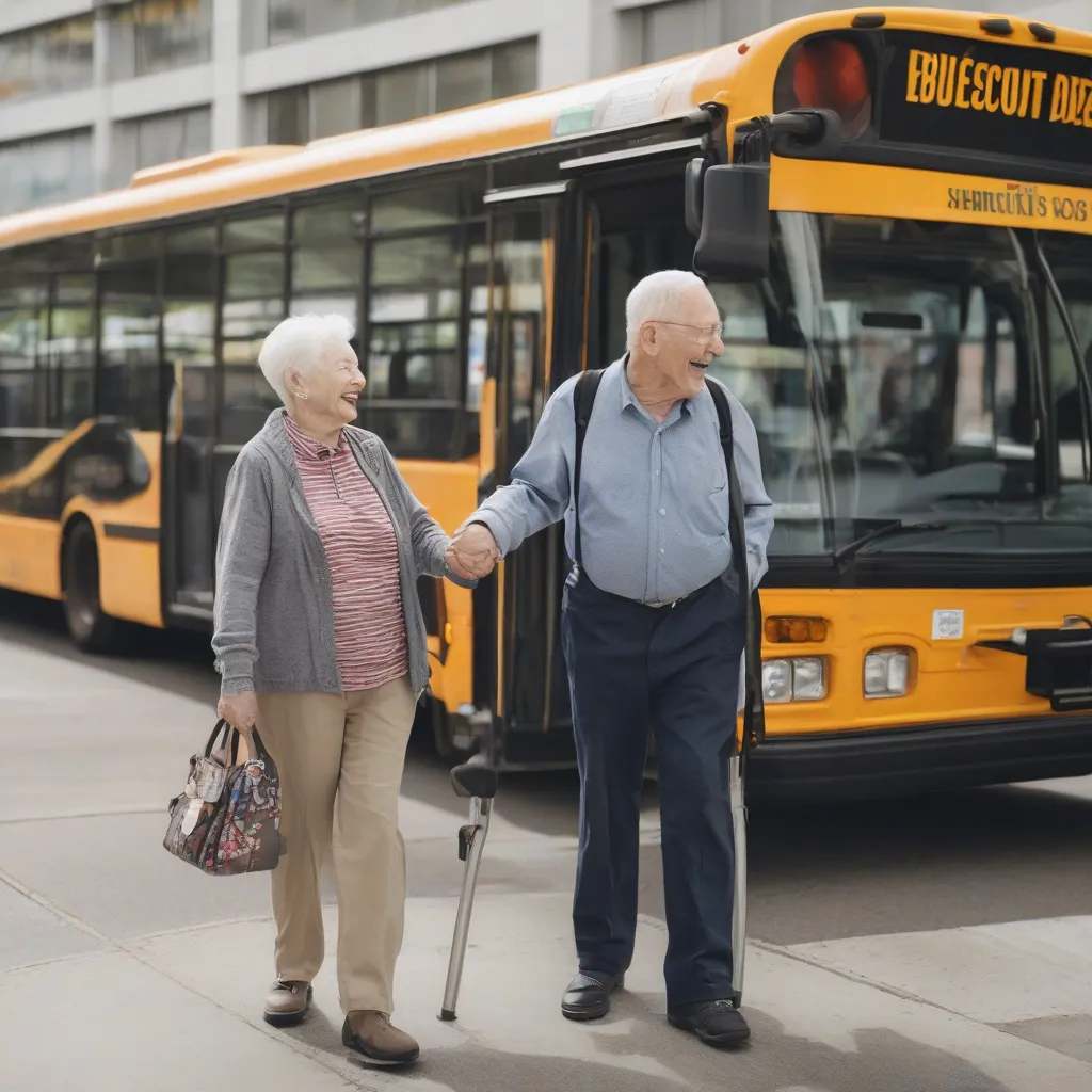 Senior Couple Boarding Bus