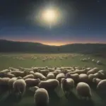 Shepherds in a field at night, gazing at a bright star in the sky