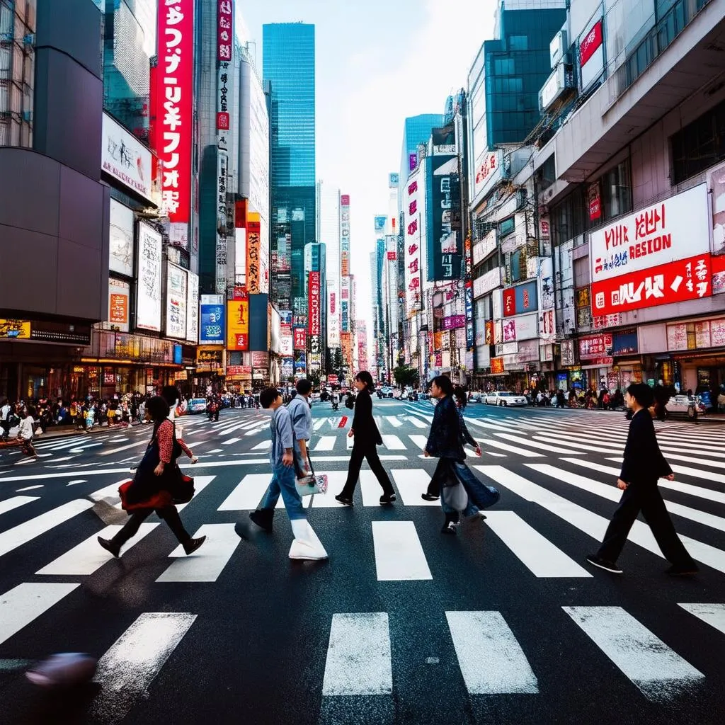 Busy Shinjuku Crossing in Tokyo