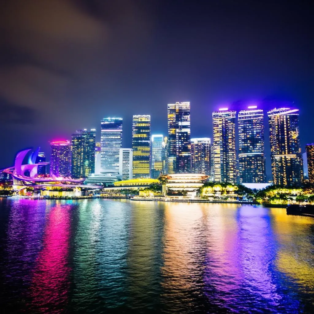 Singapore Skyline at Night