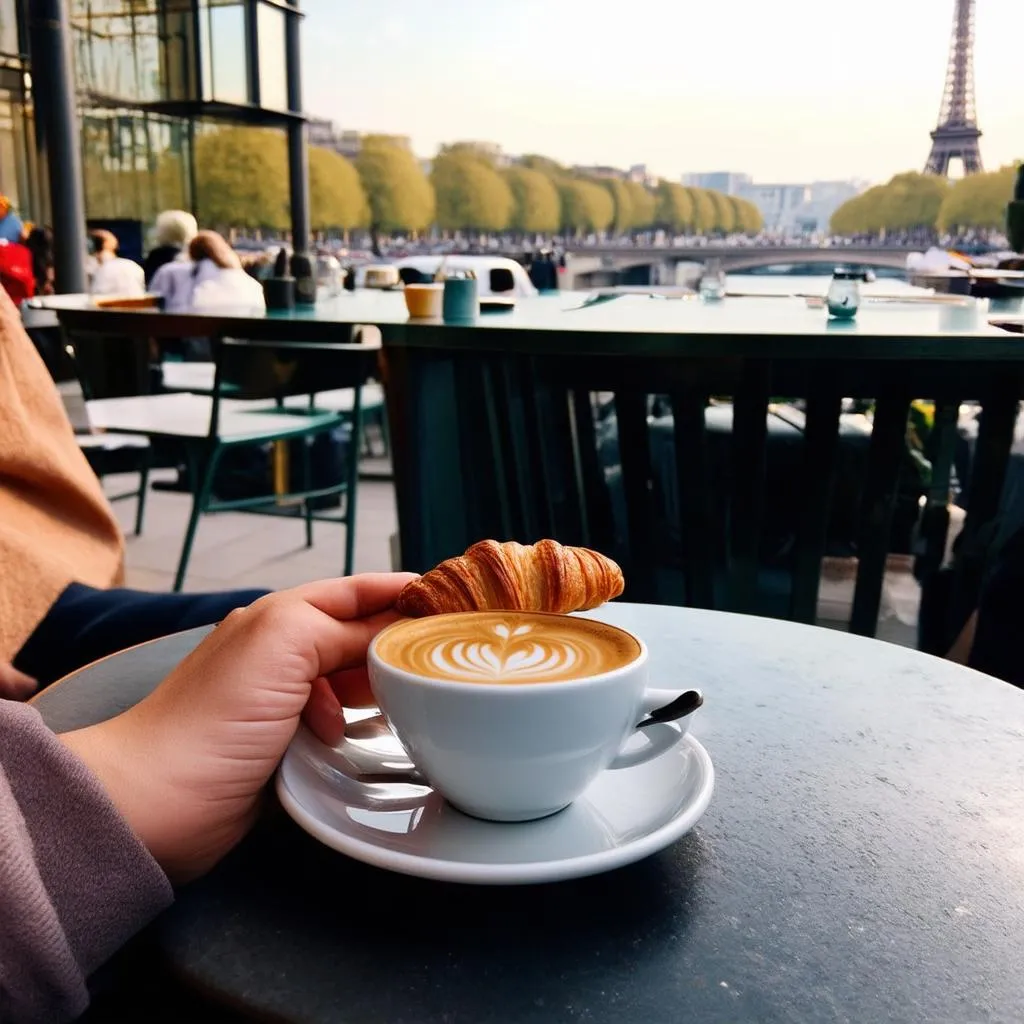 Sipping Coffee at a Parisian Cafe