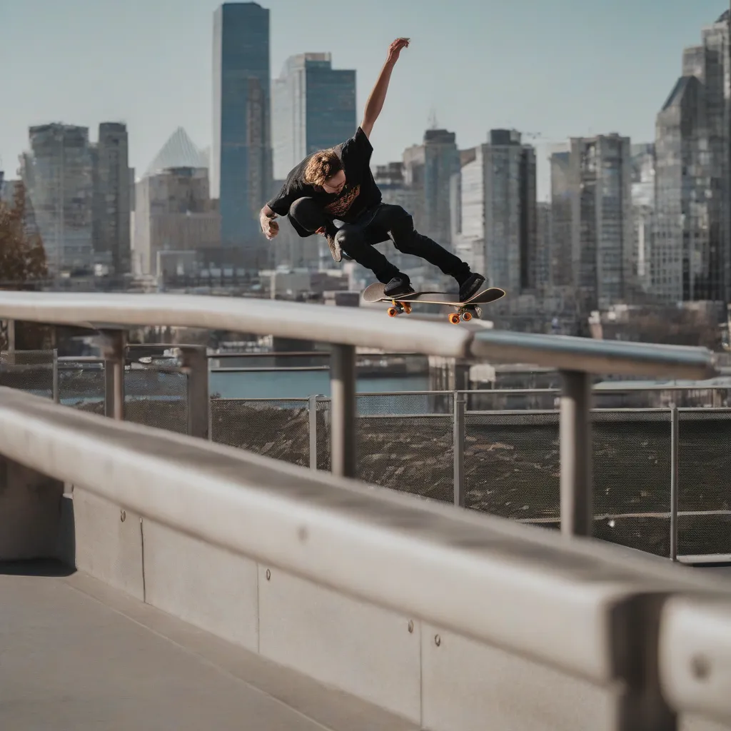 Skateboarder in an Urban Setting