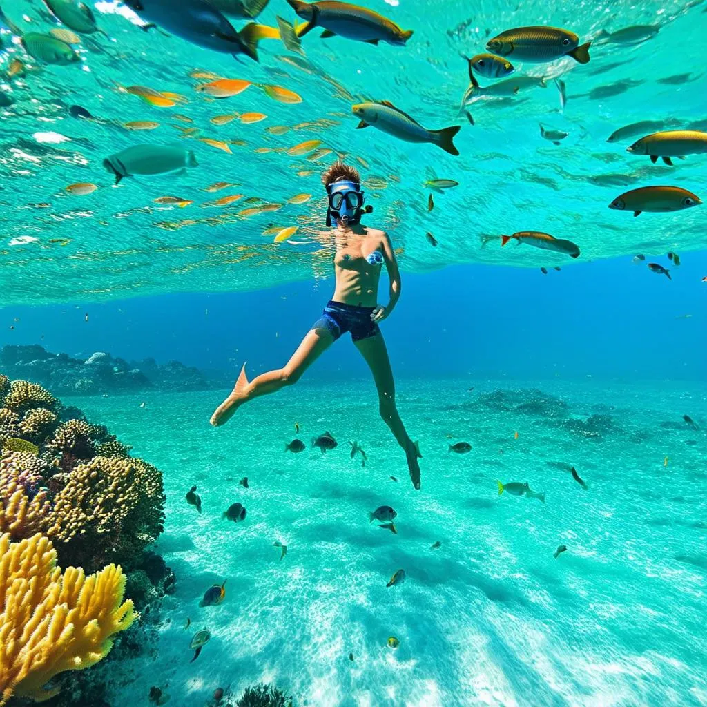 Snorkeling in Trunk Bay