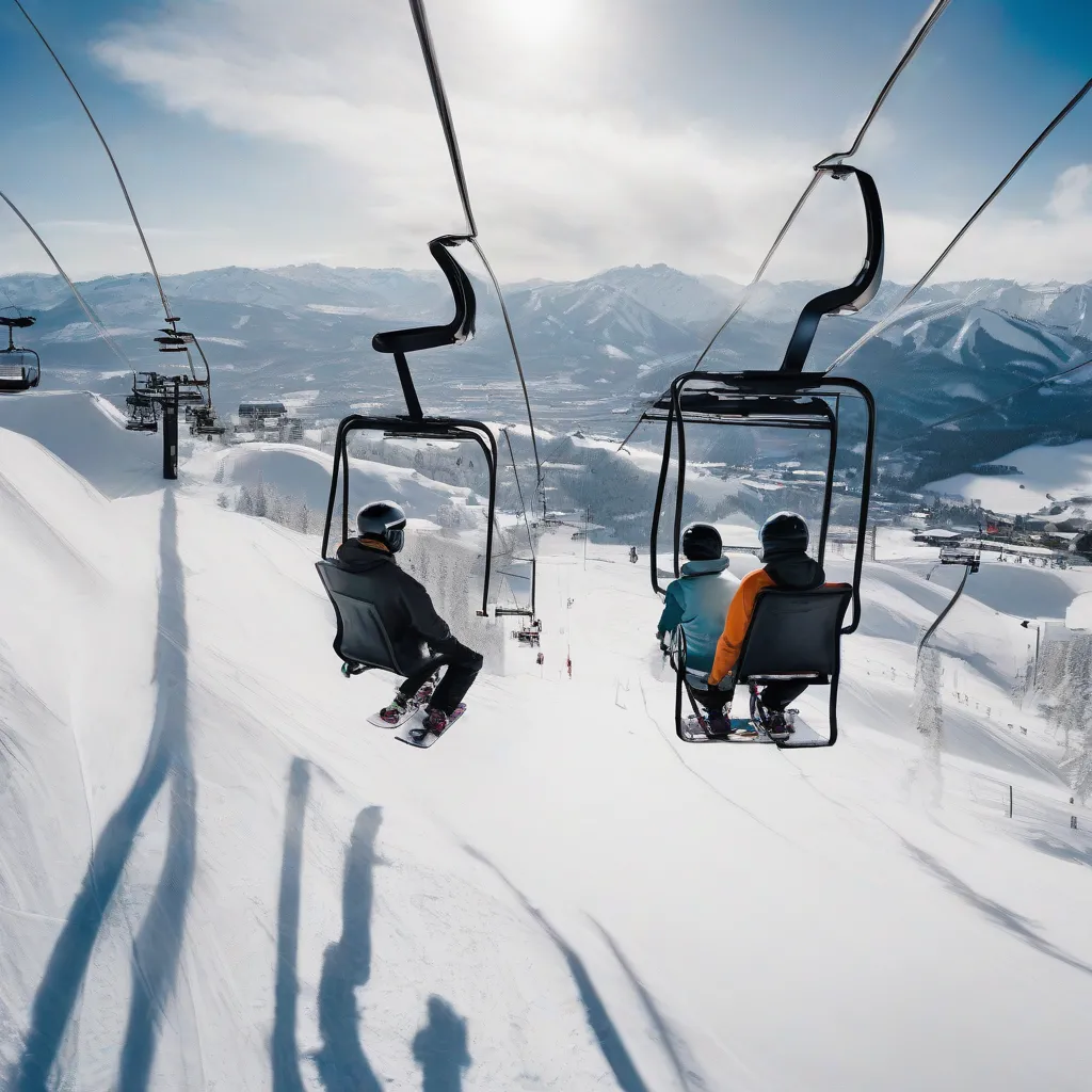 Snowboarders on a Chairlift