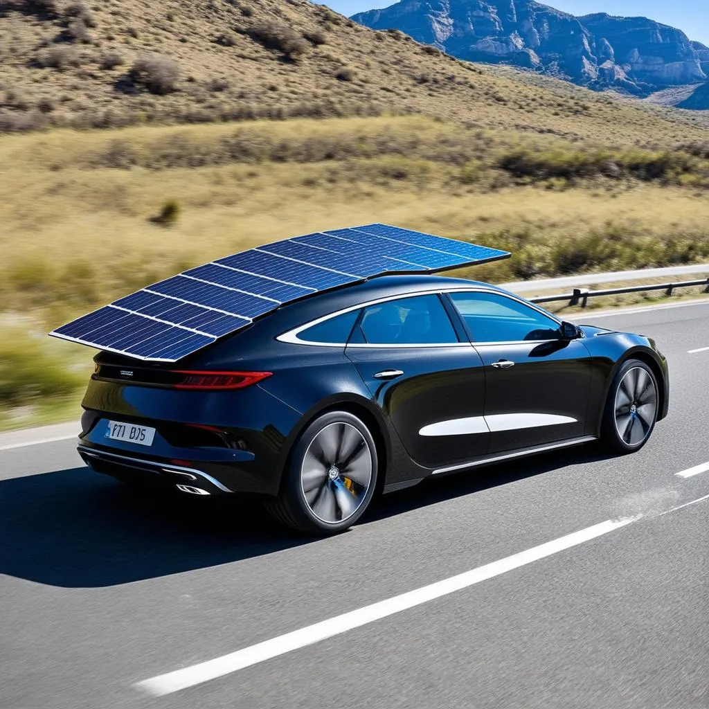 Solar Powered Car on Road