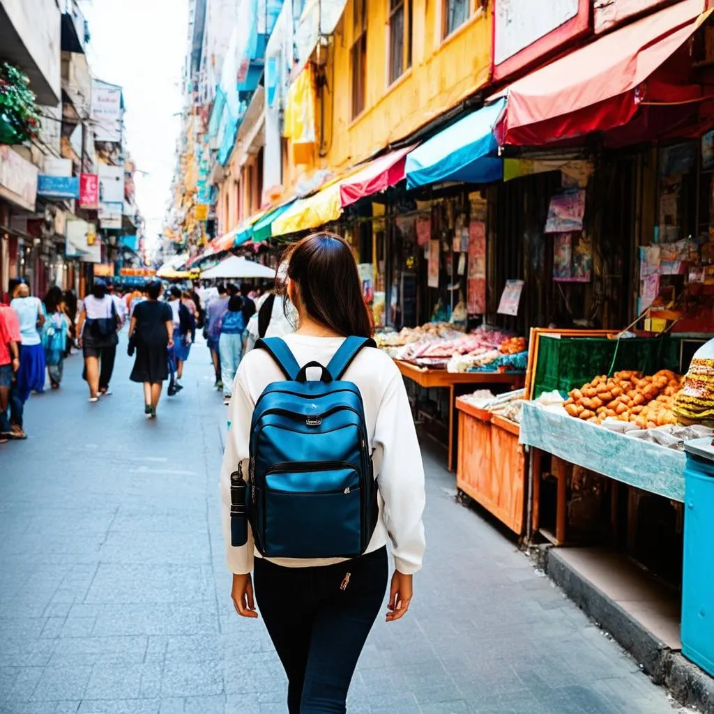 Solo Female Traveler Exploring a New City