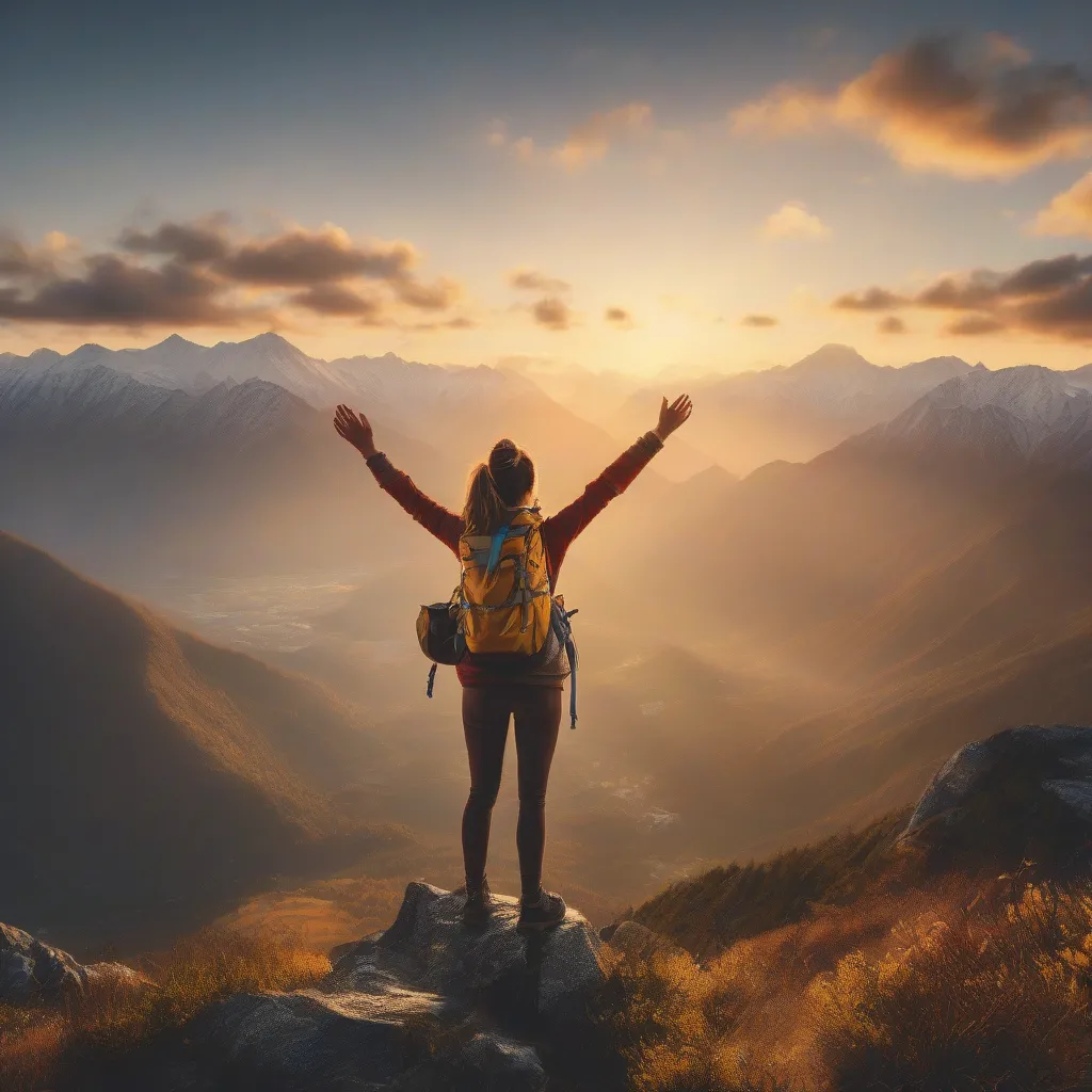 Solo Female Traveler on Mountain Top