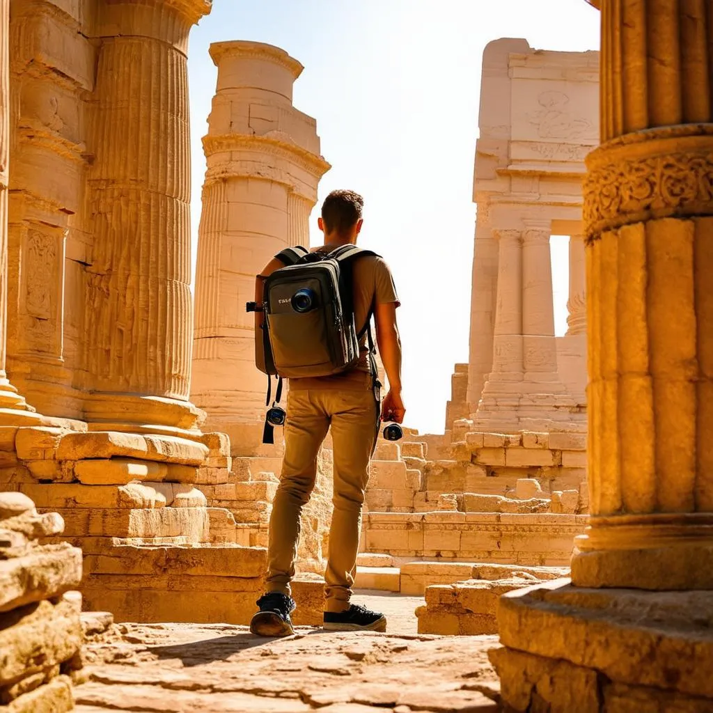 Solo Traveler Exploring Ancient Ruins