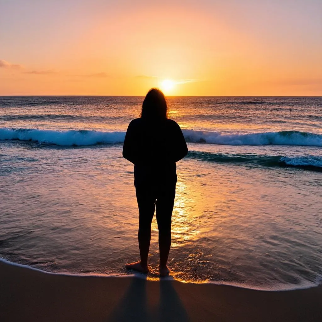 Solo Traveler Enjoying Sunset