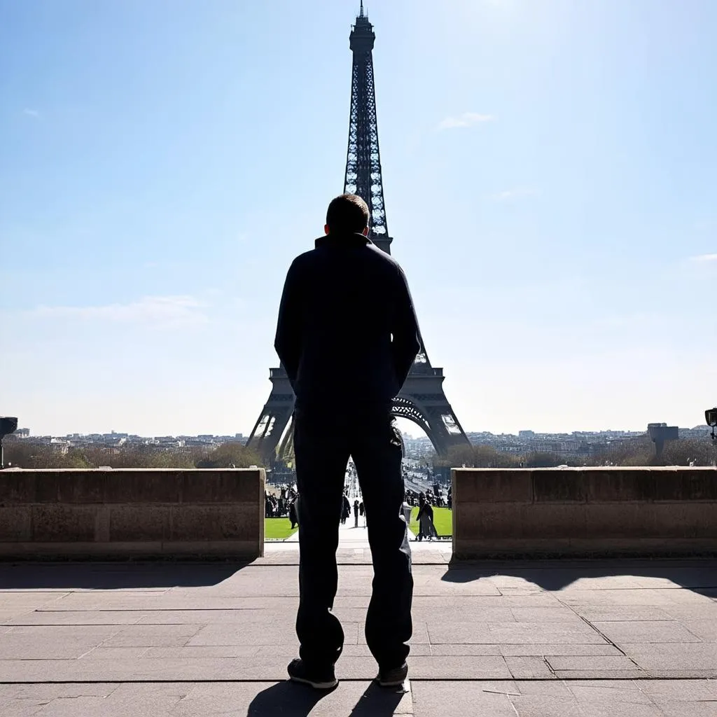 Solo Traveler Framing the Eiffel Tower