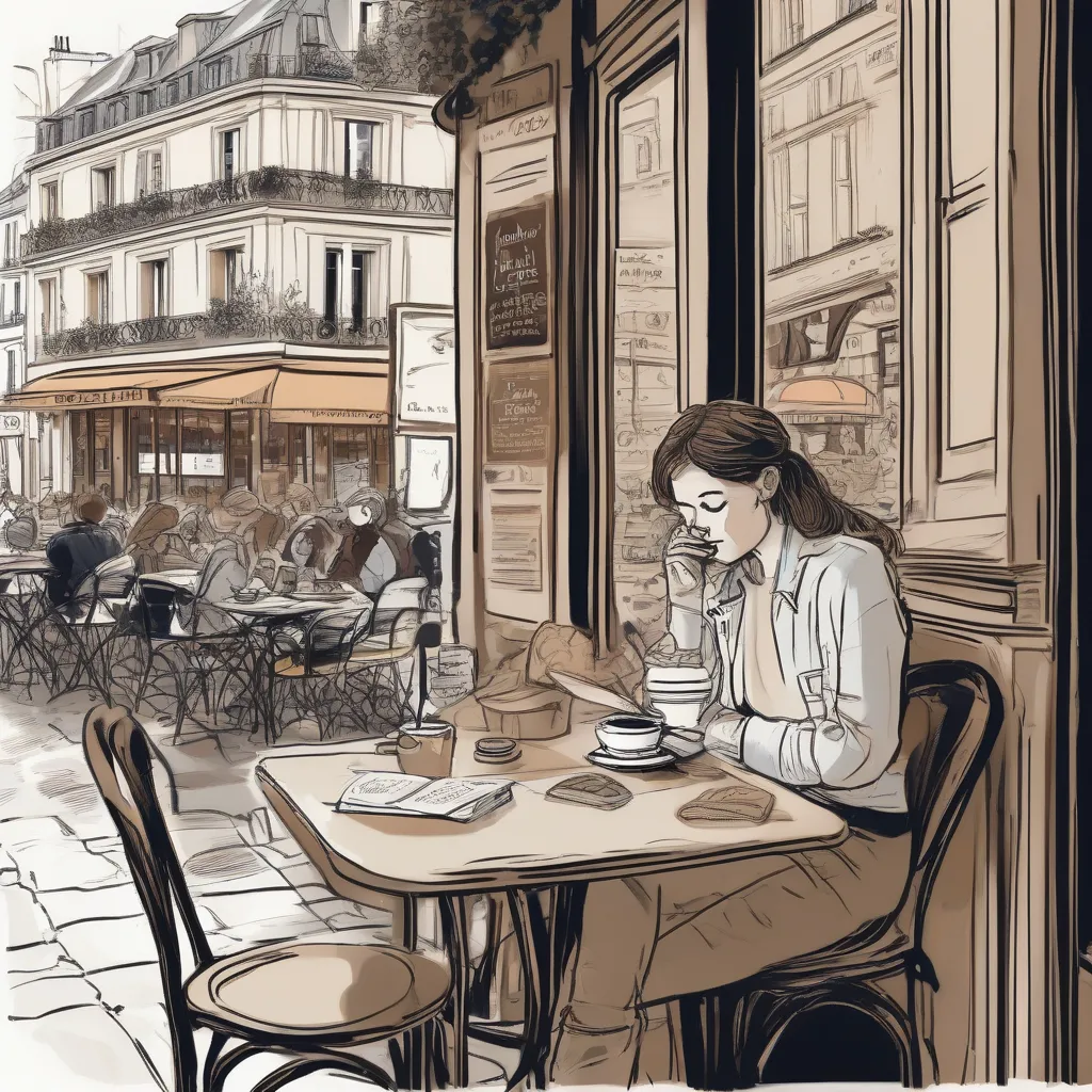 Solo Traveler Writing in Journal at Parisian Cafe