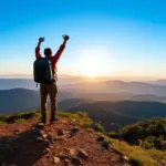 Solo Traveler on a Mountain Top