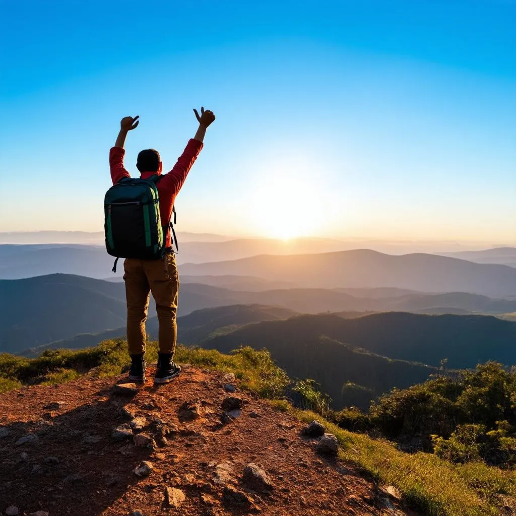 Solo Traveler on a Mountain Top