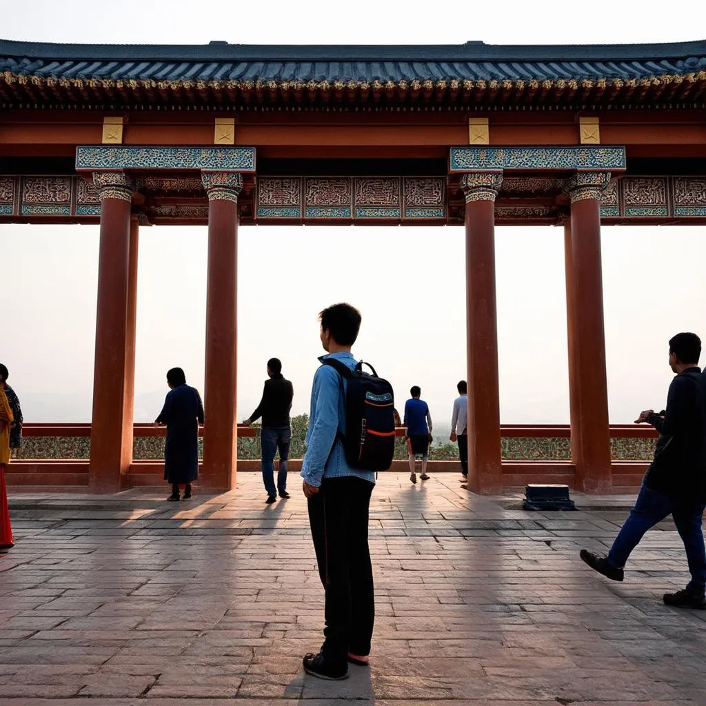 Solo Traveler at Temple