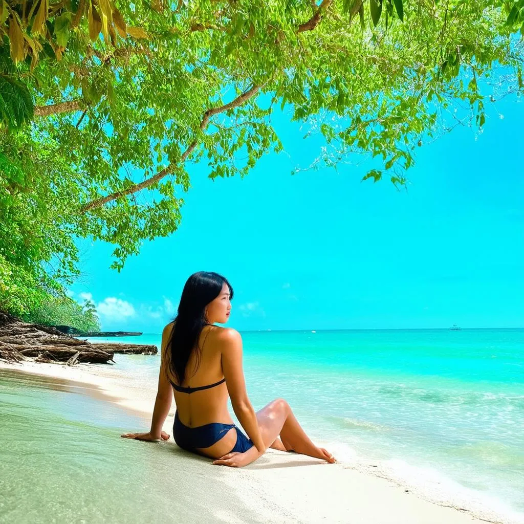 Solo Traveler on a Thai Beach