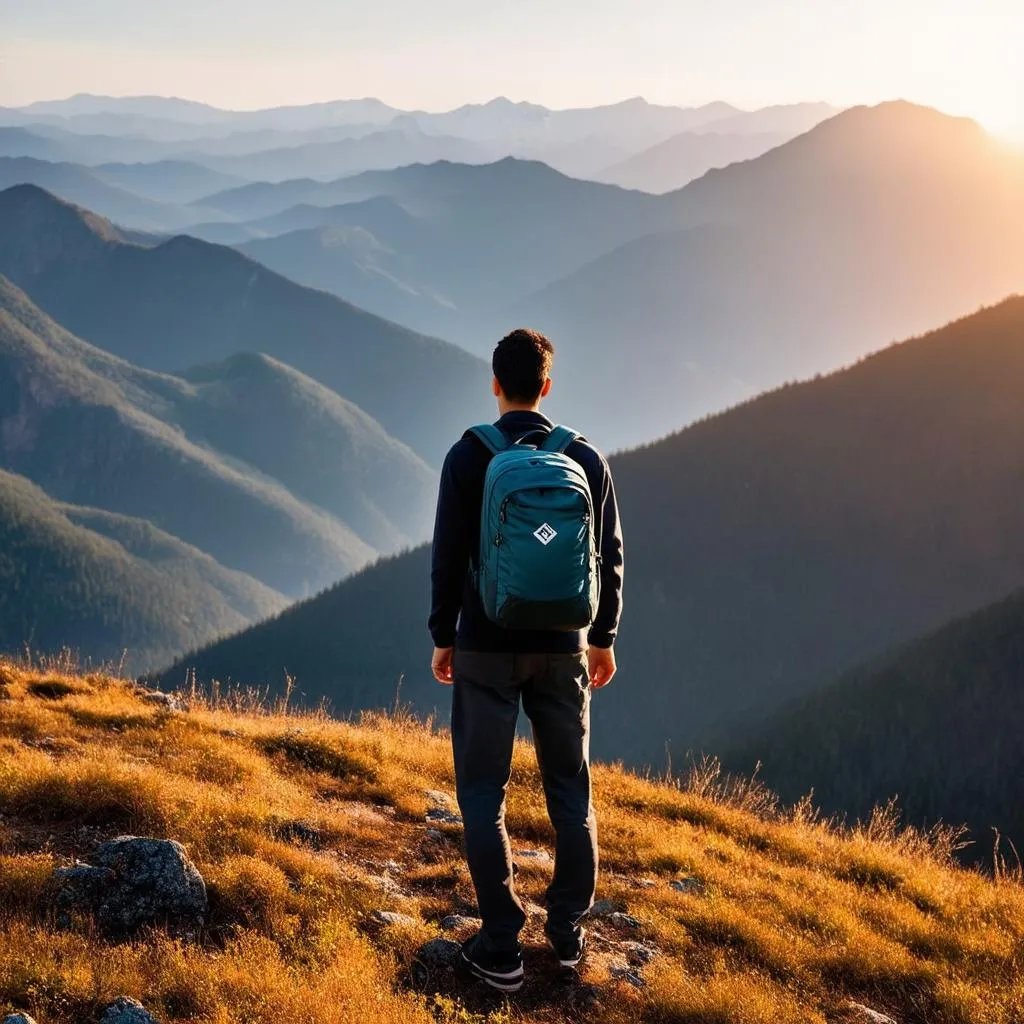 Solo Traveler with Backpack