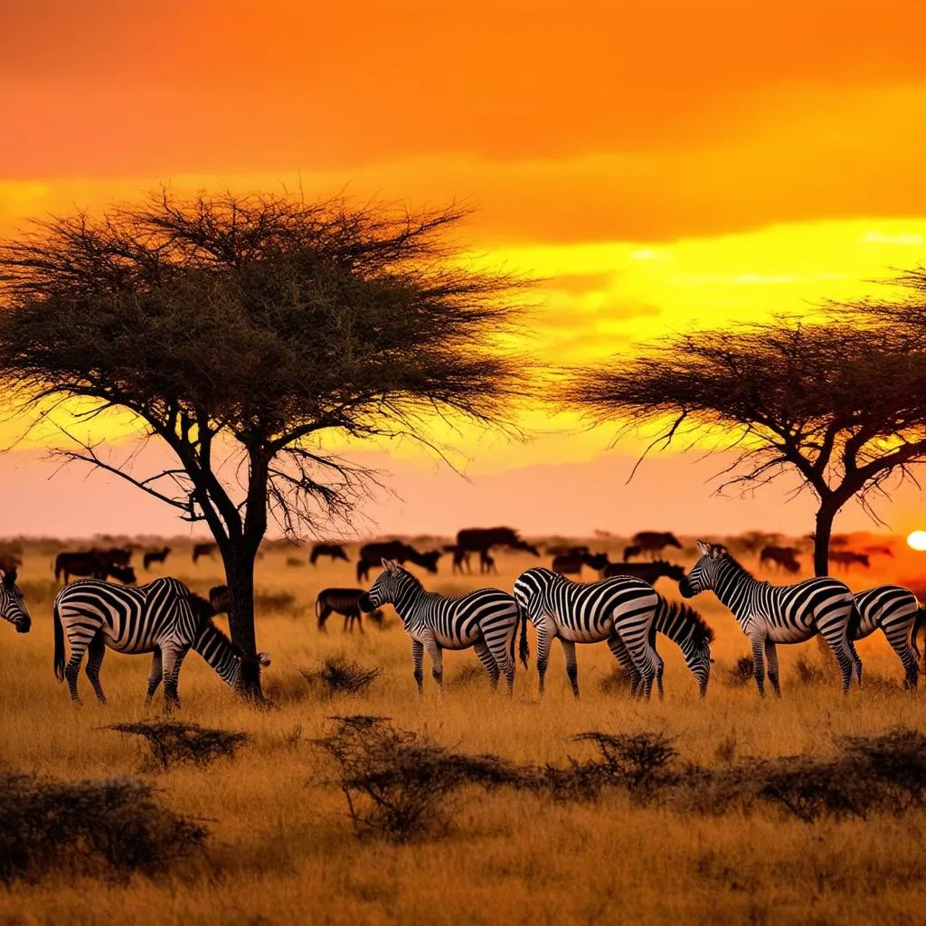 Sunset over African Savanna