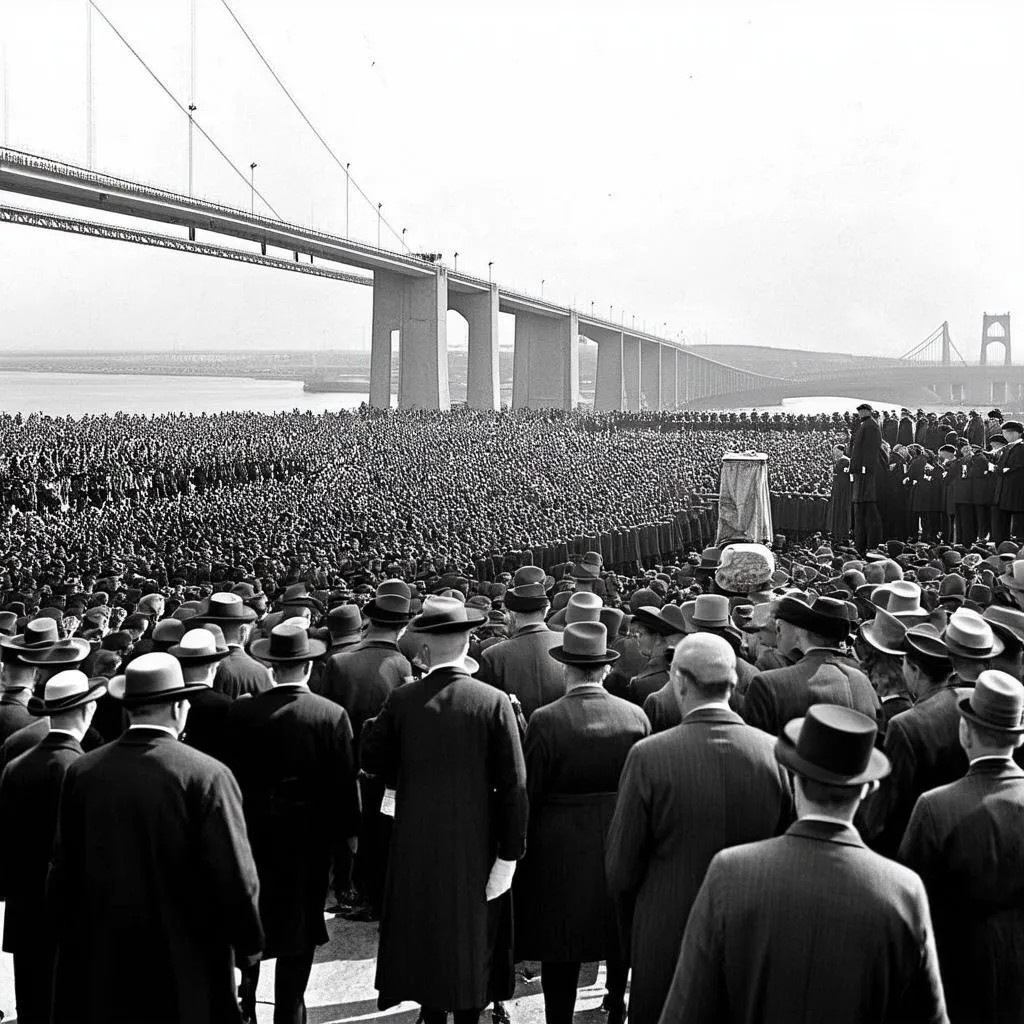 Crowd Gathered at the South Forks Bridge Opening