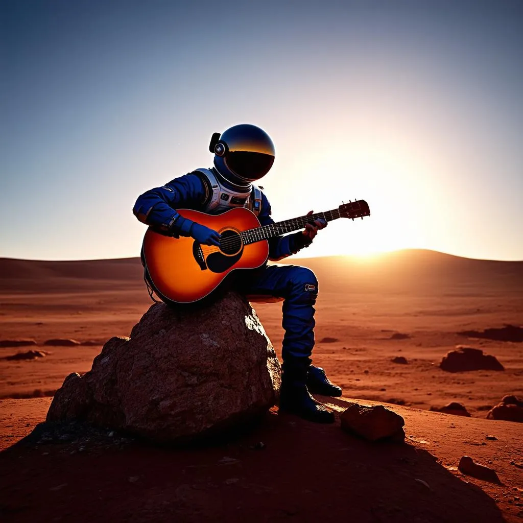 A Spaceman Playing Guitar