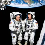 Astronauts communicating in space