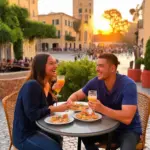 Couple enjoying tapas in Spain