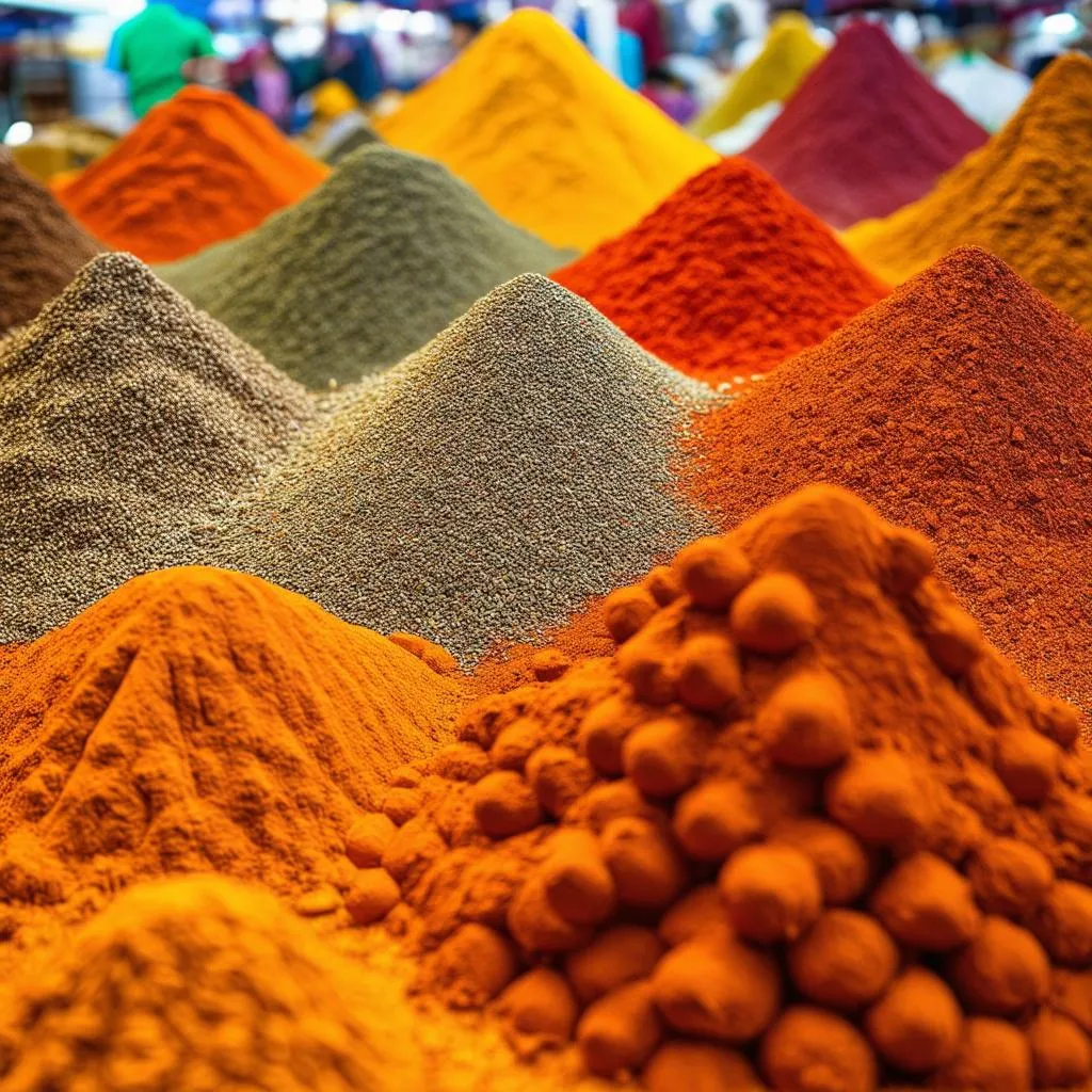 Colorful Spices at a Market