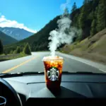 Starbucks Traveler on a road trip