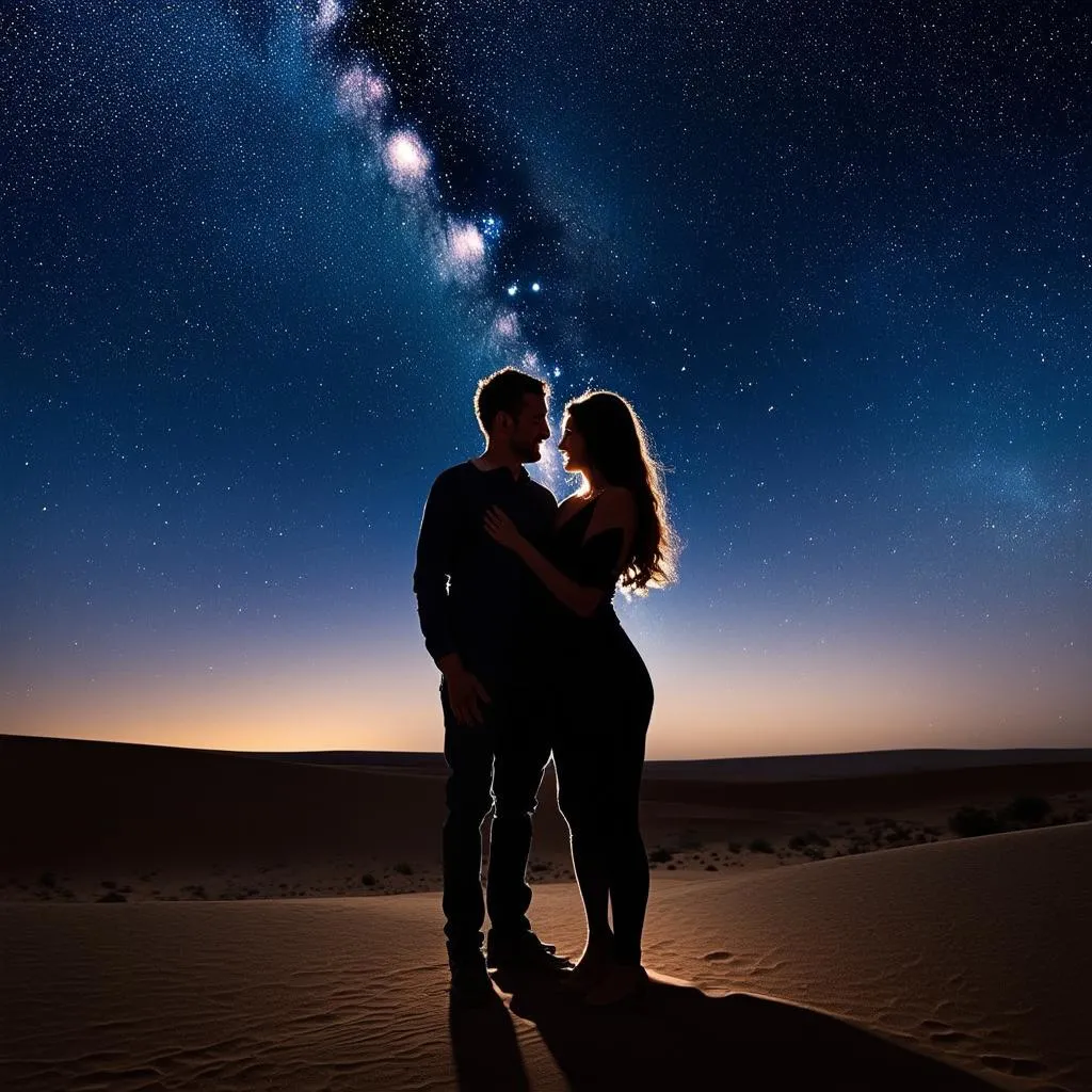 Couple Stargazing in the Desert