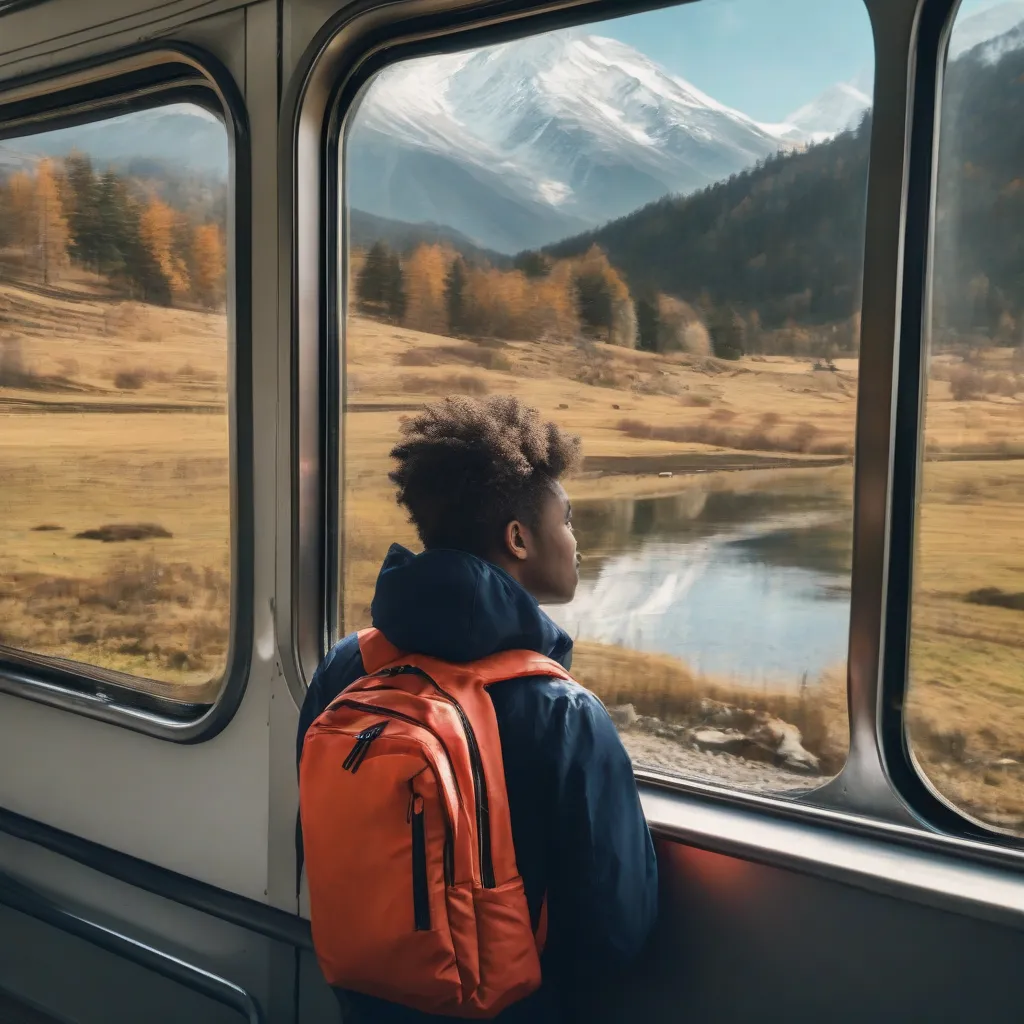 Student Looking Out Train Window