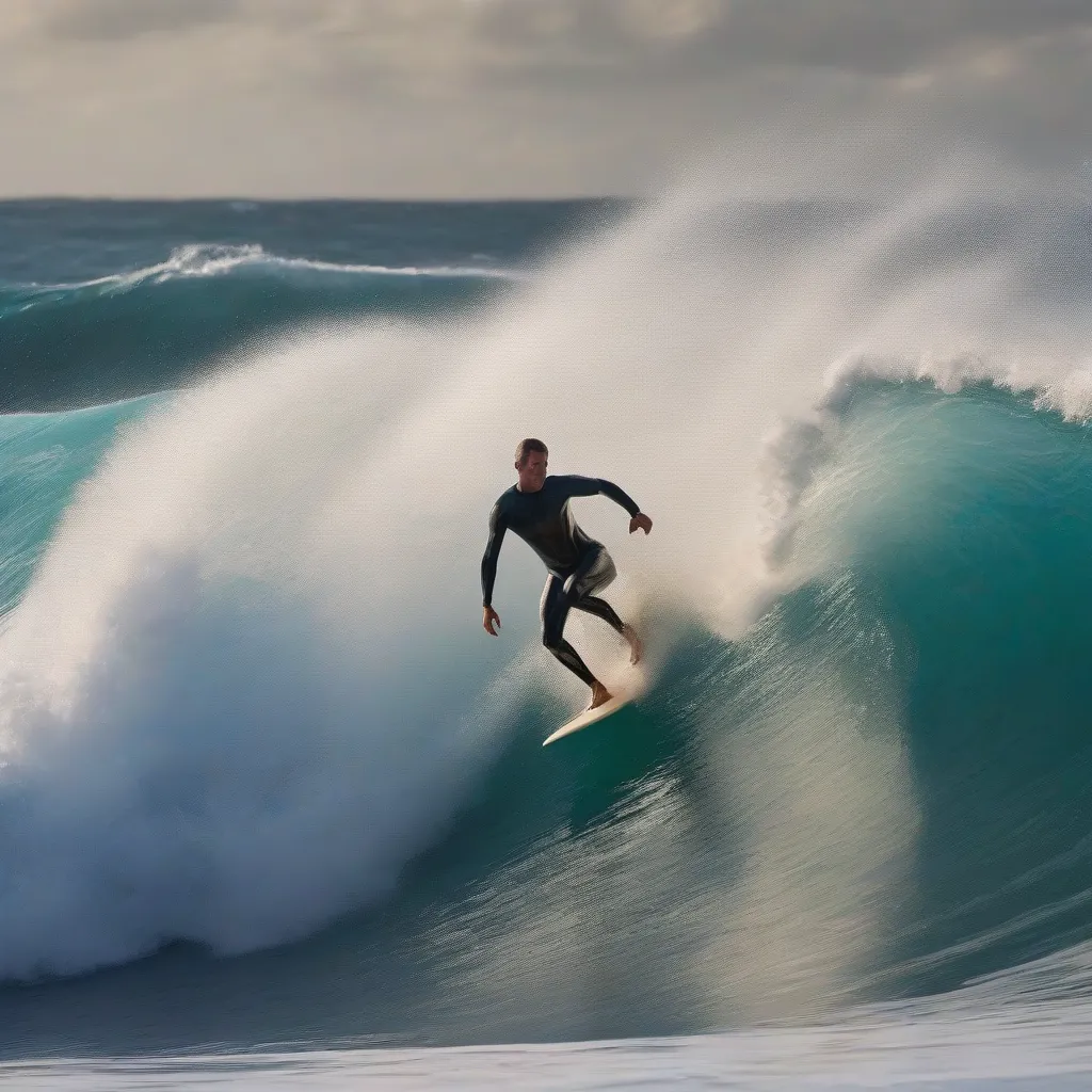 Surfer Riding Wave