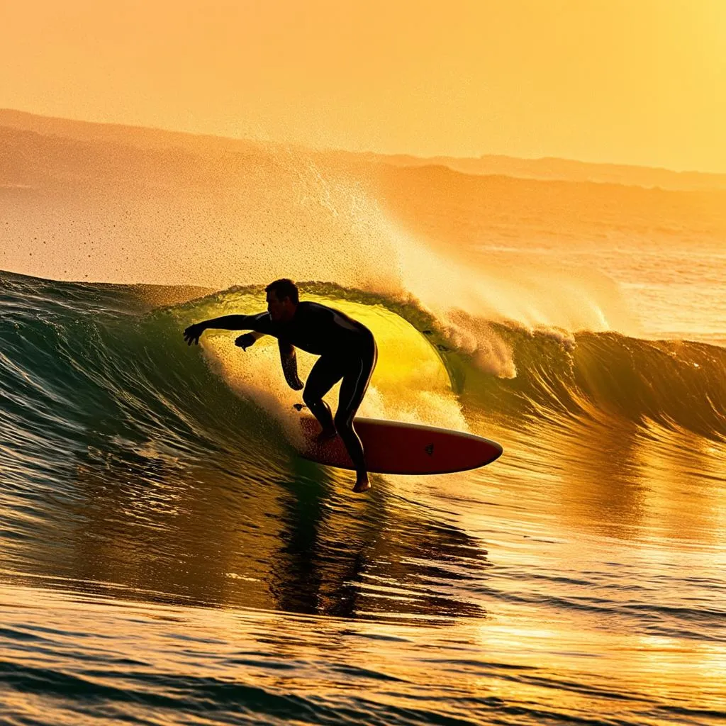 Surfer Riding a Wave