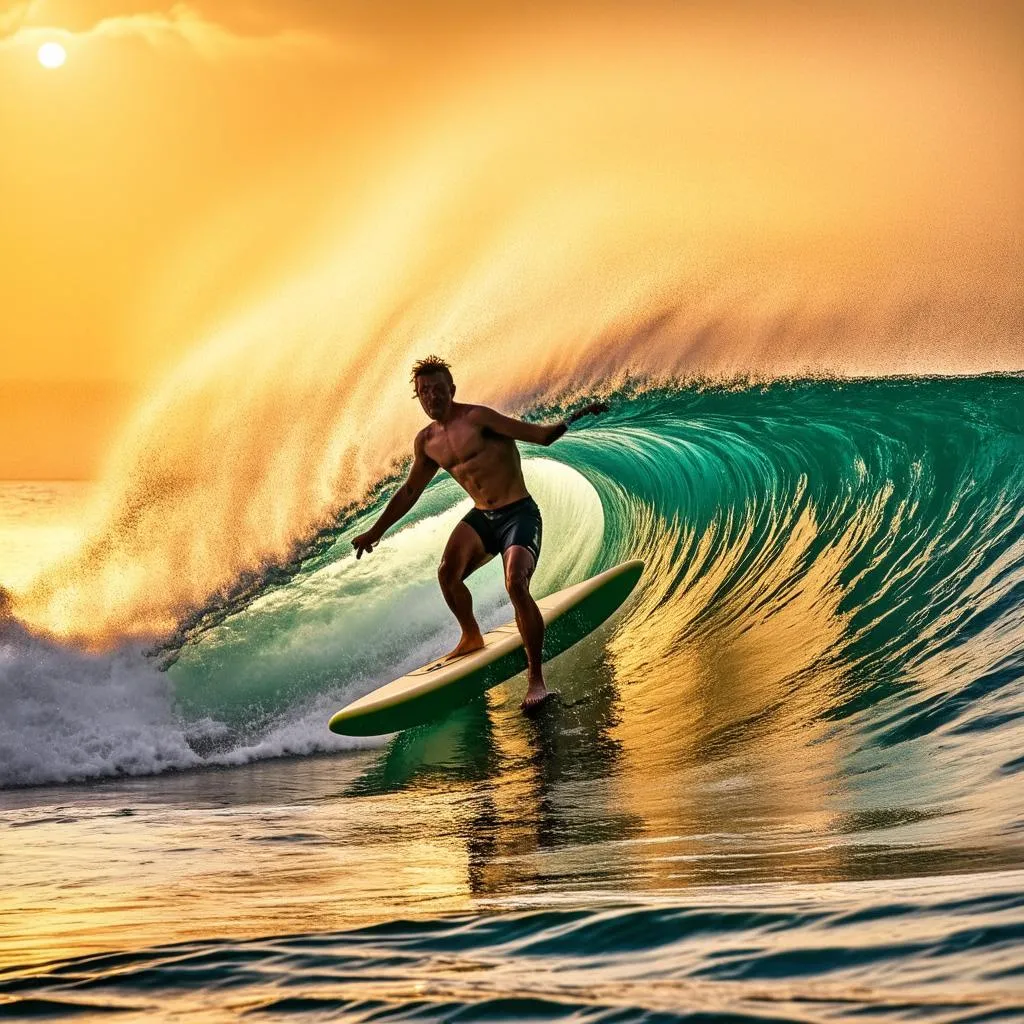 Surfer Riding a Wave