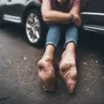 Swollen feet in a car