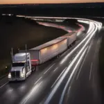 Oversize Load on Texas Highway at Night