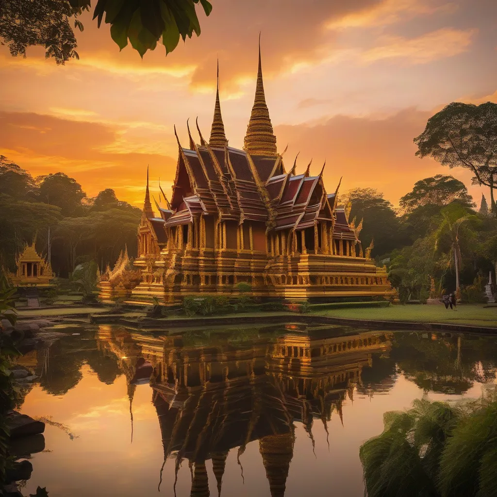 Sunset over a Thai Temple