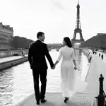 Couple strolling in Paris